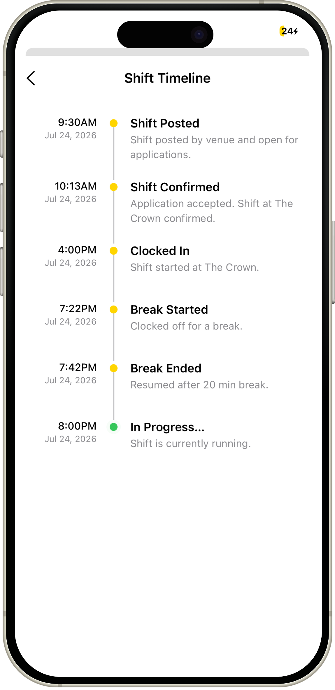 Live Timeline